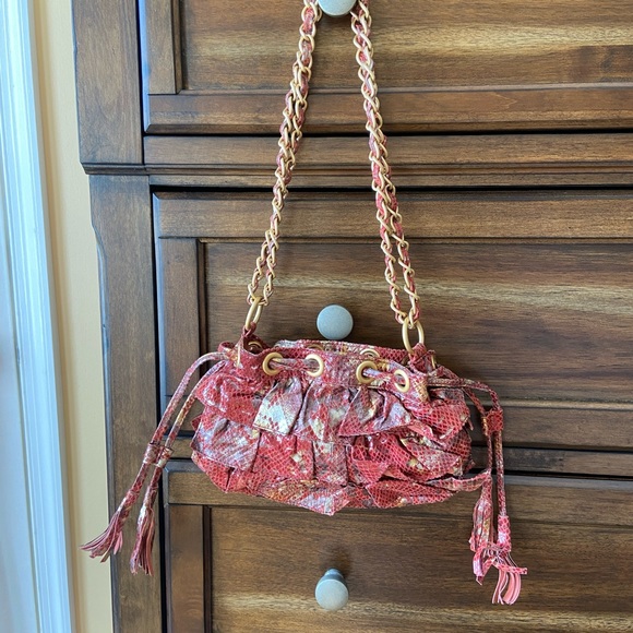 Adrienne Vittadine Red Gold & Silver Snake Skin Leather Pocketbook - Picture 3 of 12